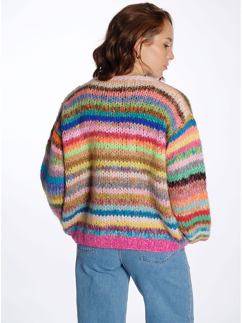 Rainbow Knit Sweater Cardigan