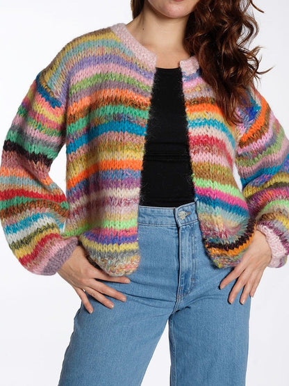 Rainbow Knit Sweater Cardigan