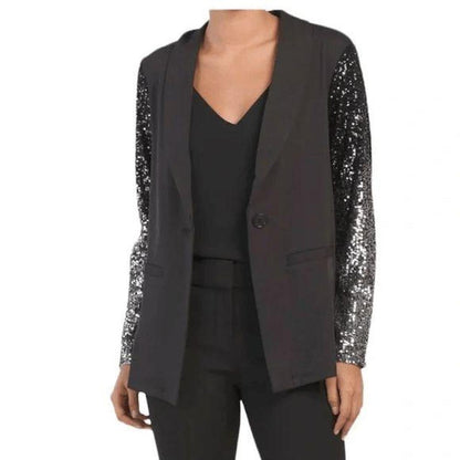 Women's Black and Silver Tailored-jackets