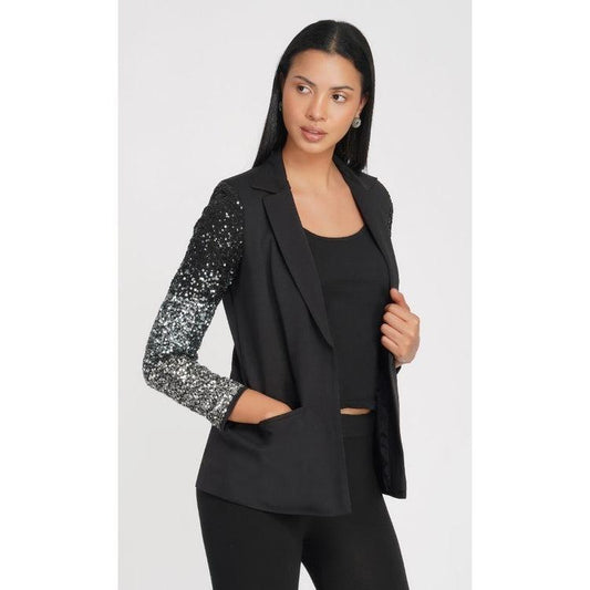 Women's Black and Silver Tailored-jackets