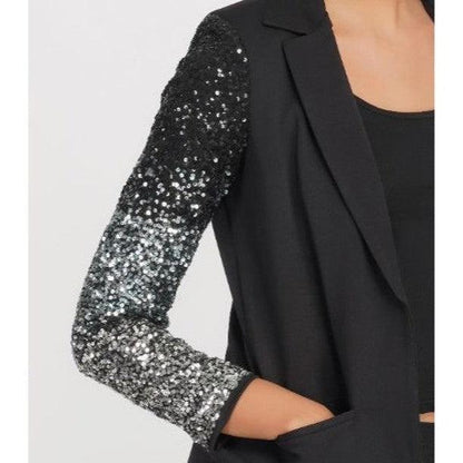 Women's Black and Silver Tailored-jackets