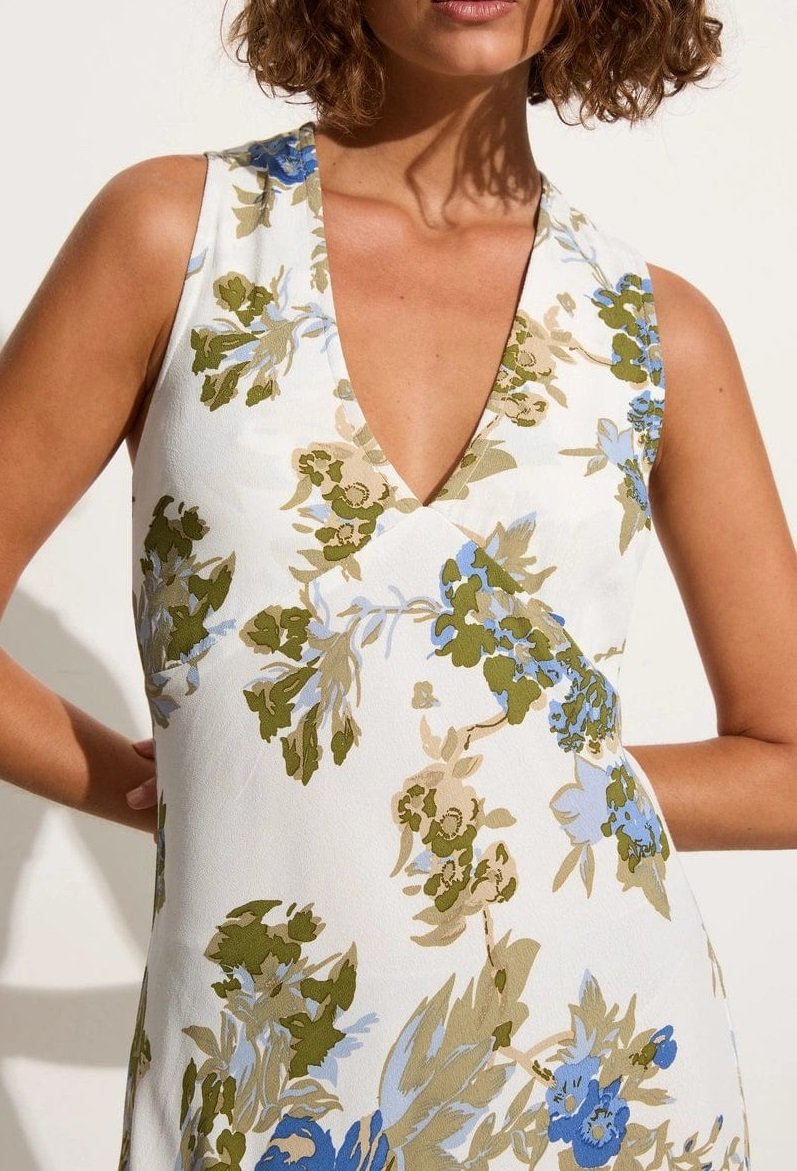 Ivory Sexy V-Neck Floral Dress