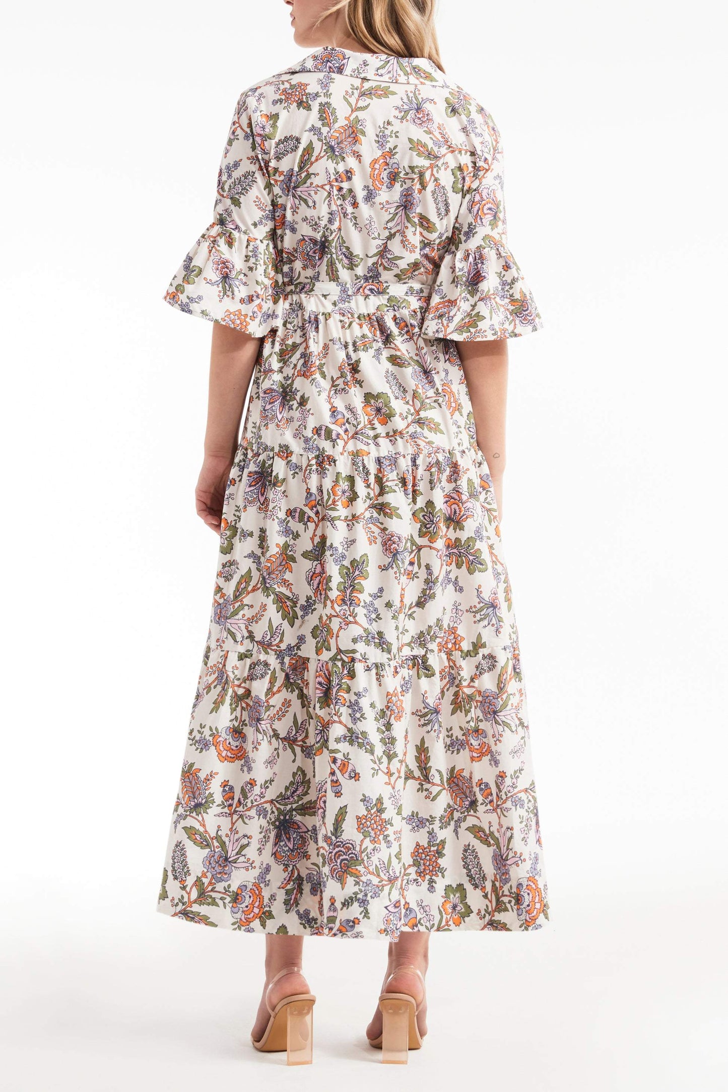 Cheerful Floral Print Midi Dress