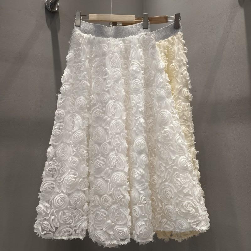 Three-Dimensional Flower High Waist Skirt