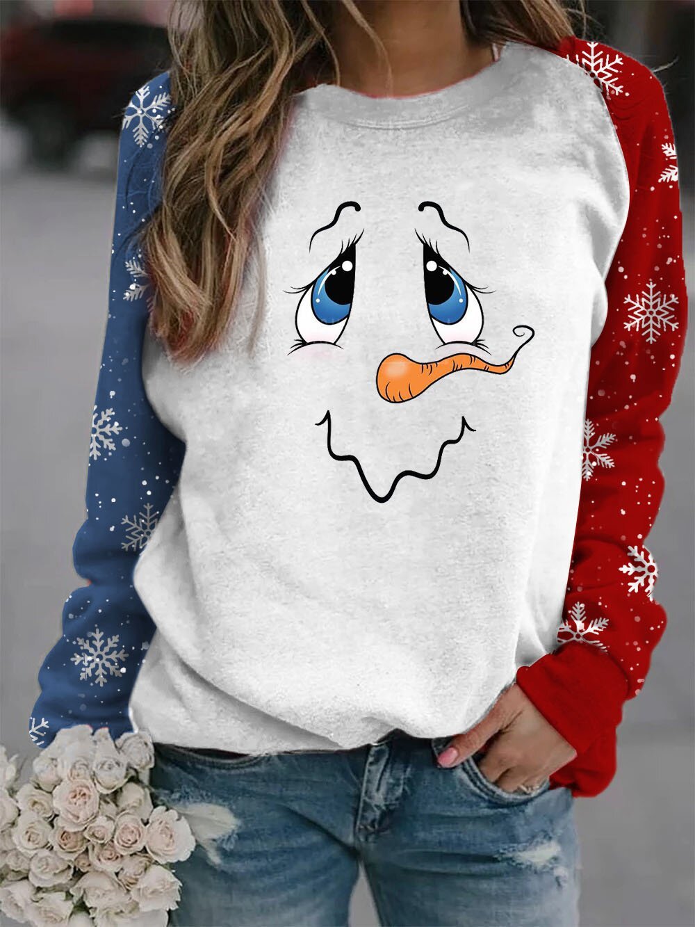 Christmas Snowman Print Top