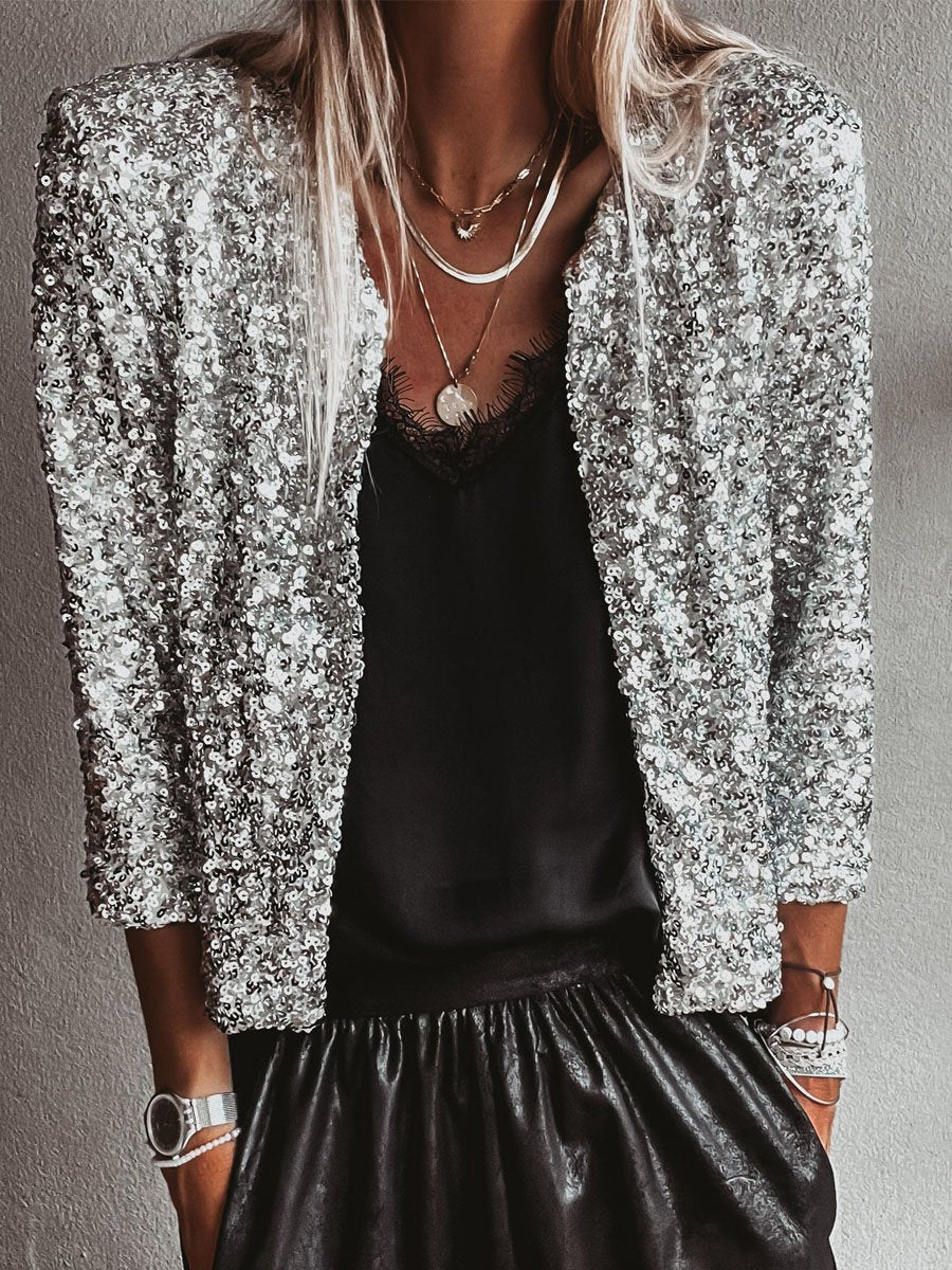 Silver Sequin Bolero Jacket