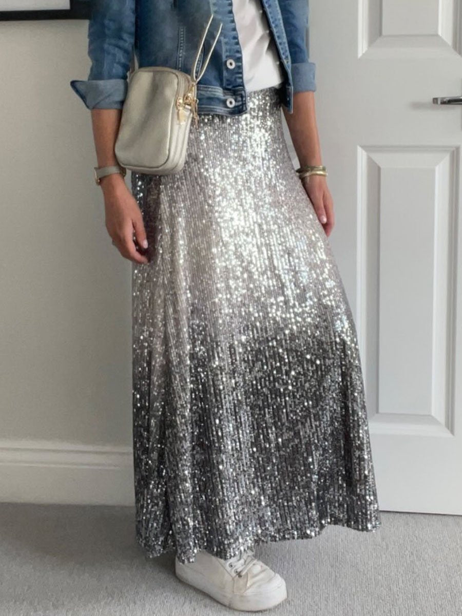 Silver Sequin Skirt