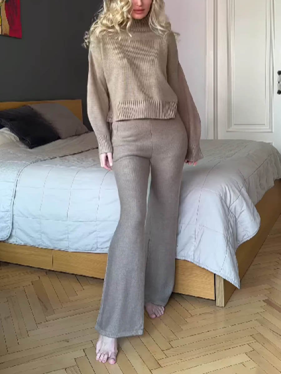 Turtleneck Knit Two Pieces Set