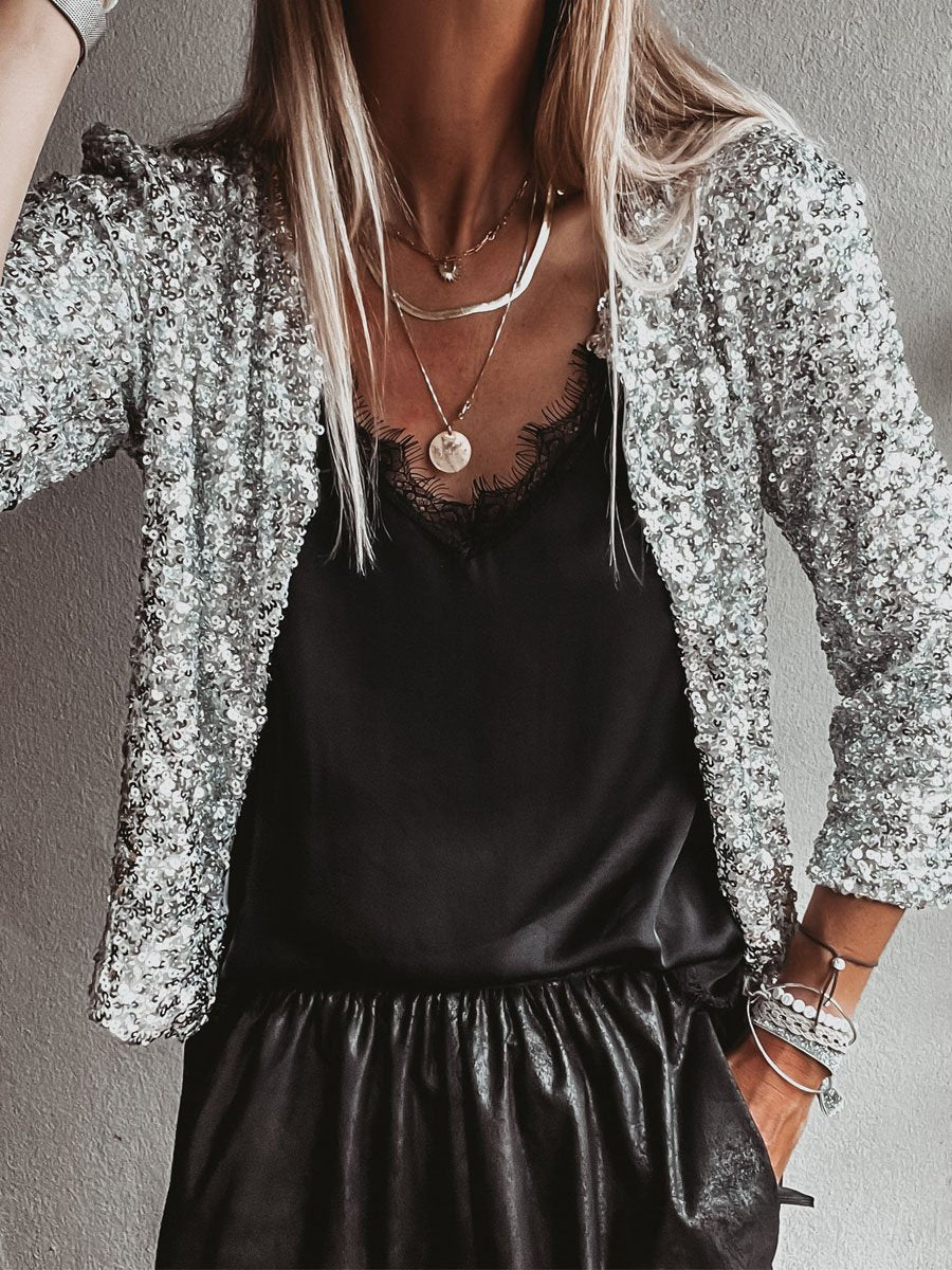 Silver Sequin Bolero Jacket