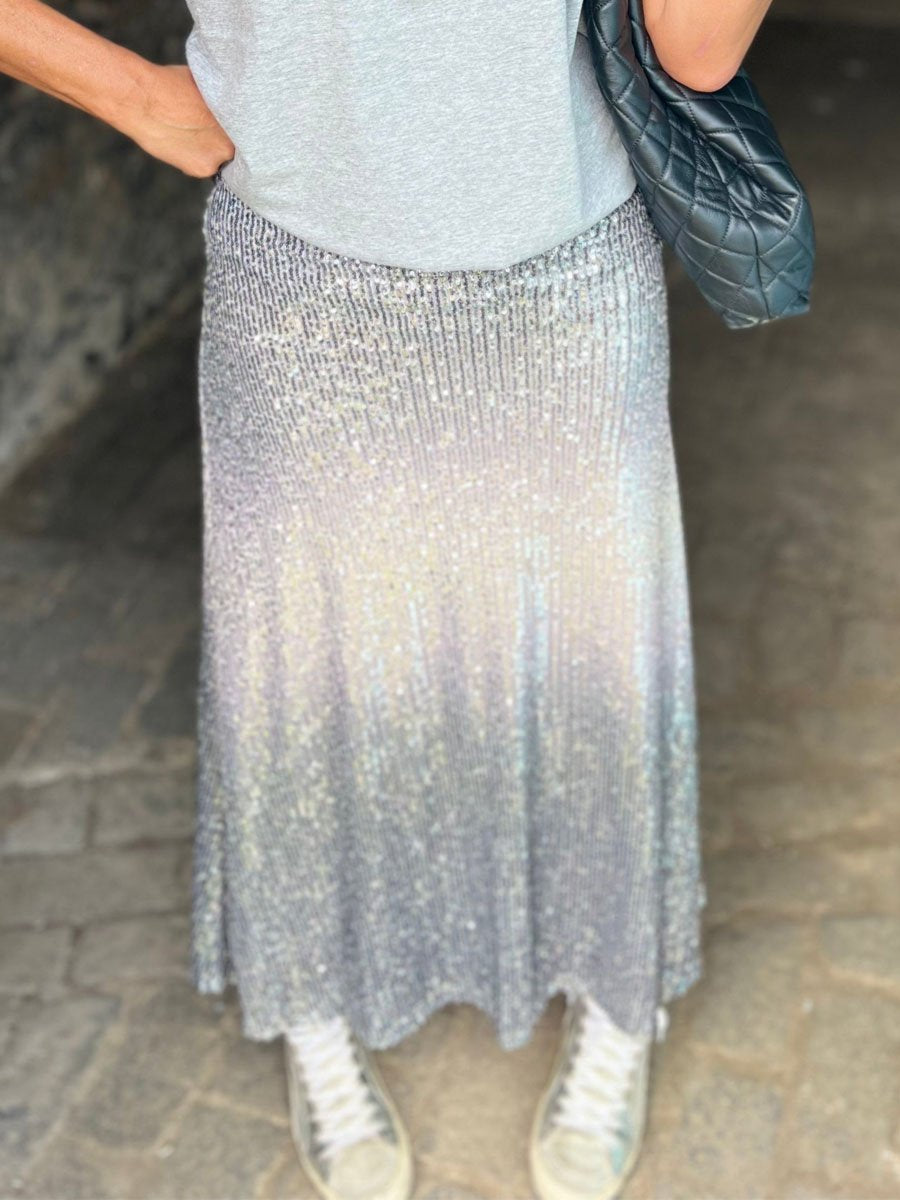 Silver Sequin Skirt