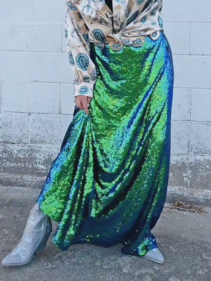 Mermaid Sequin Maxi Skirt