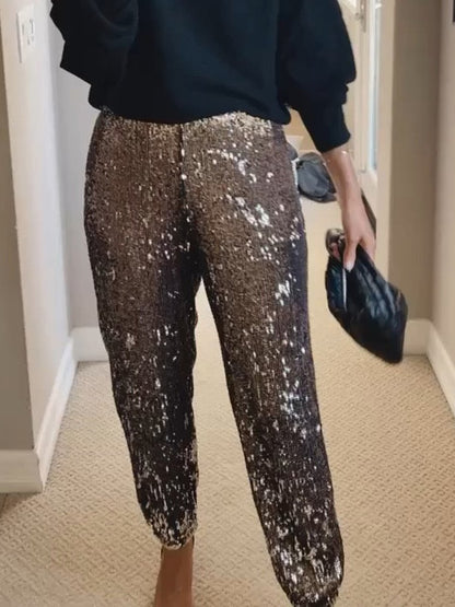 Sequin High Waist Pants