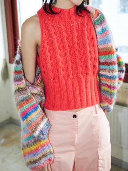Rainbow Knit Sweater Cardigan