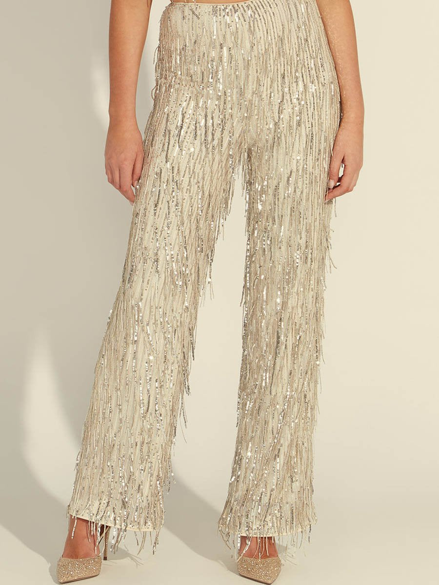 Sequin Fringe Pants