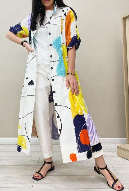 Abstract Print Shirt Dress