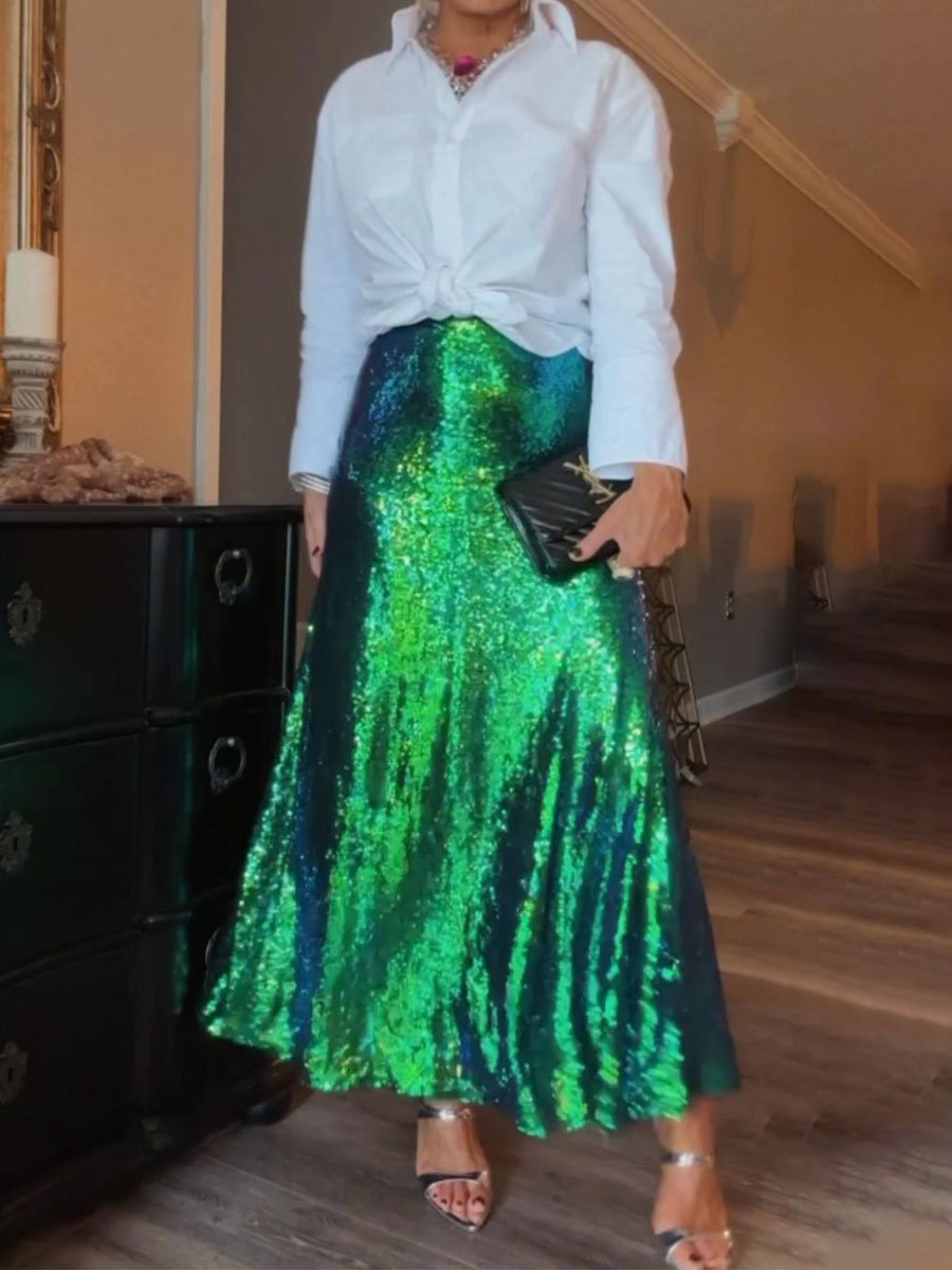 Mermaid Sequin Maxi Skirt