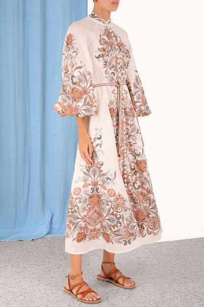 Natural Devi Paisley-patterned Dress