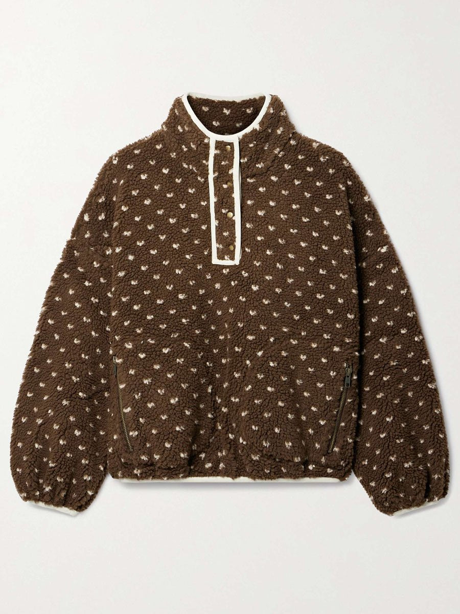 Polka-dot Long Sleeve Fleece Sweatshirt