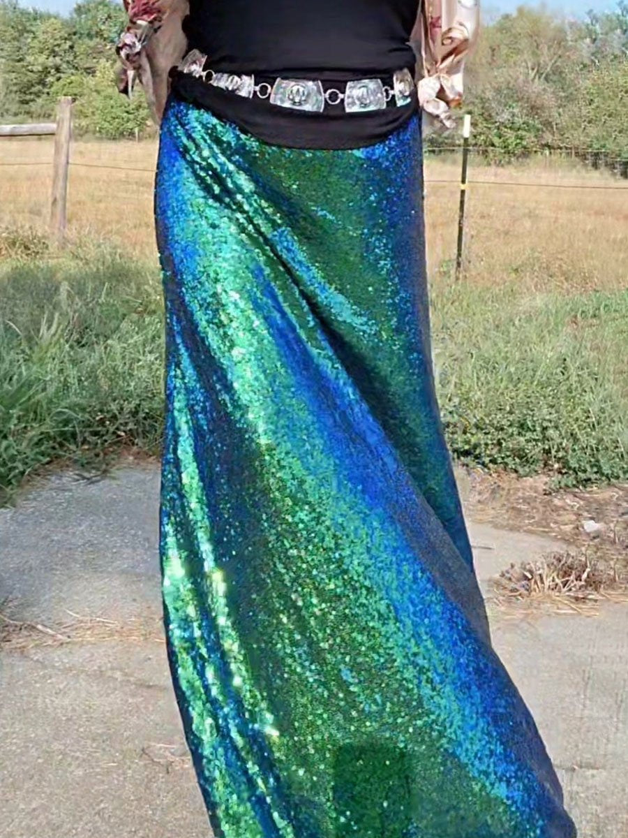 Mermaid Sequin Maxi Skirt