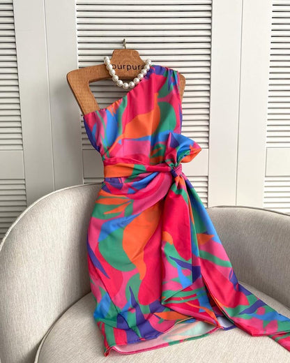 One-Shoulder Print Fashion Dress