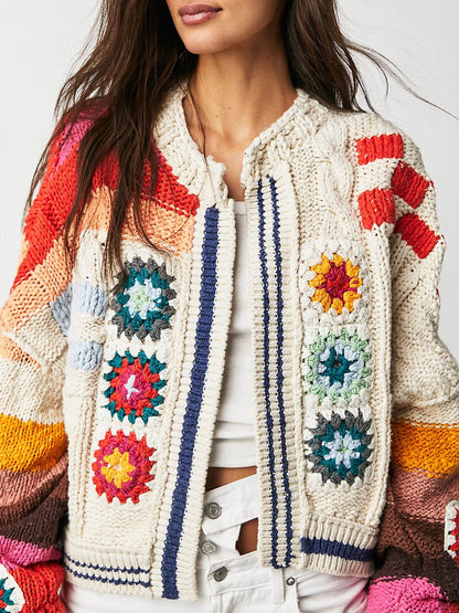 Colorful Knit Sweater Cardigan
