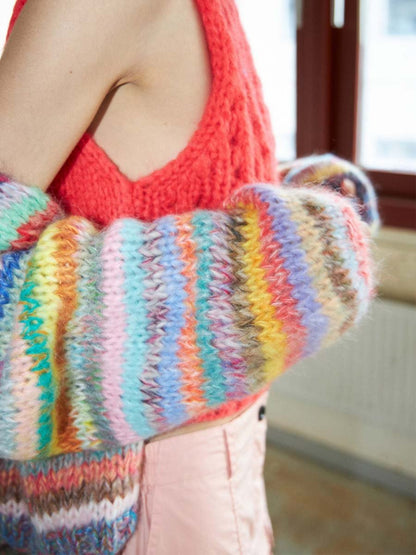 Rainbow Knit Sweater Cardigan
