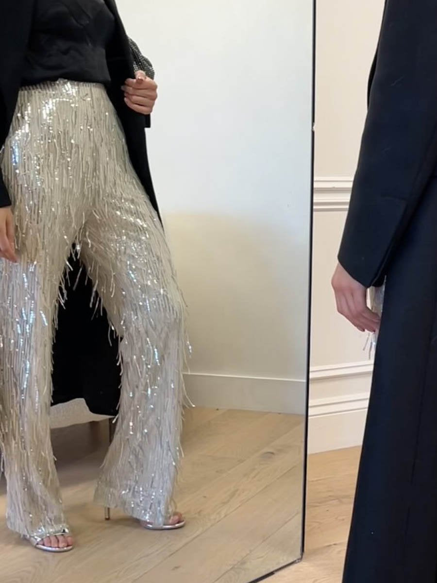 Sequin Fringe Pants