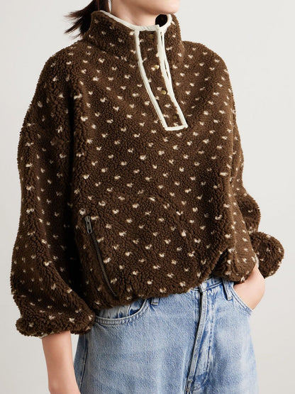Polka-dot Long Sleeve Fleece Sweatshirt