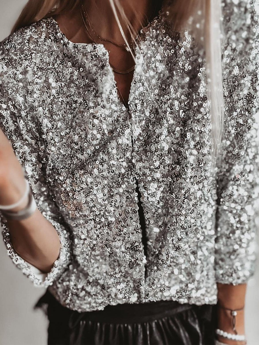 Silver Sequin Bolero Jacket