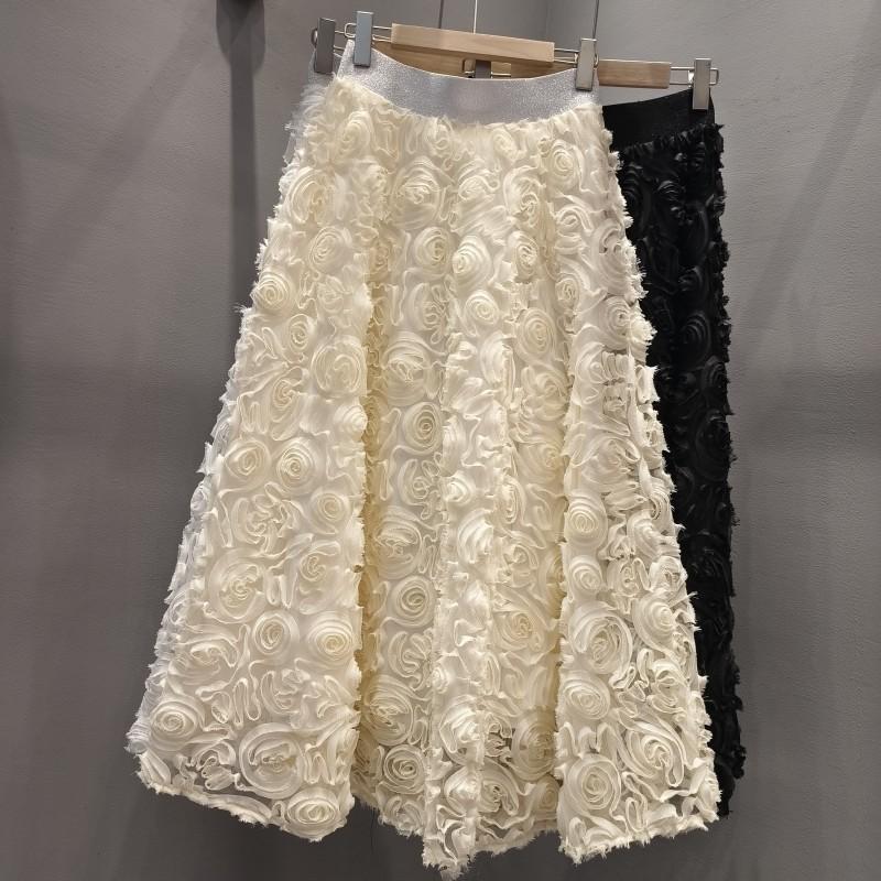 Three-Dimensional Flower High Waist Skirt