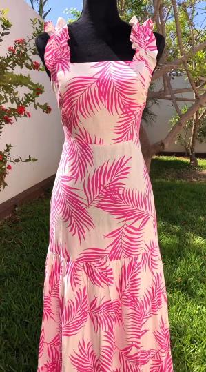 Pink Printed Maxi Dress