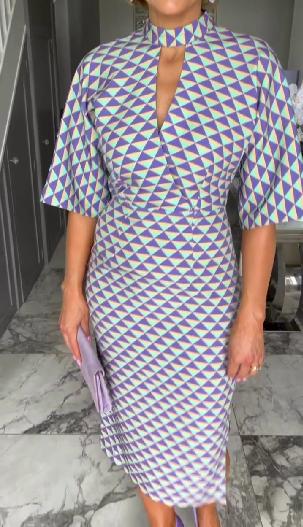 Modern Long Sleeve Print Midi Dress