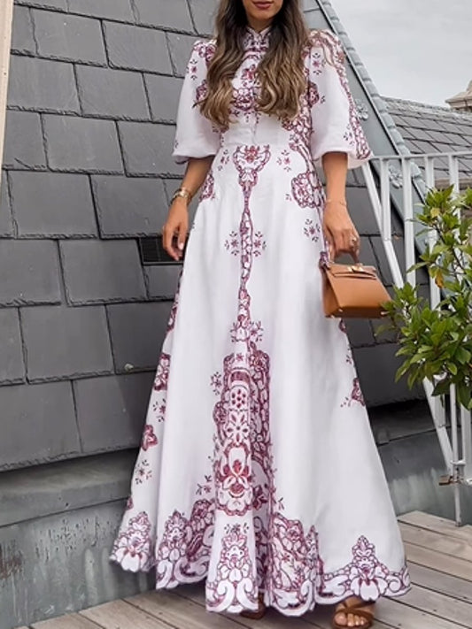 Elegant Long Printed Dress