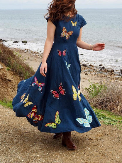 Butterflies Printed Maxi Dress