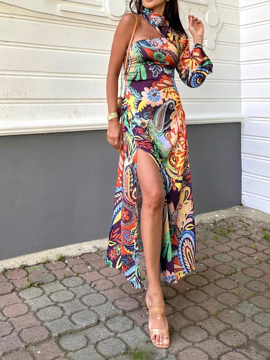 Printed Asymmetric Dress