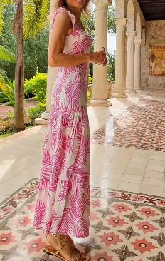 Pink Printed Maxi Dress