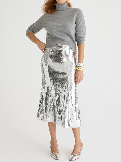 Sequin Fishtail Split Skirt