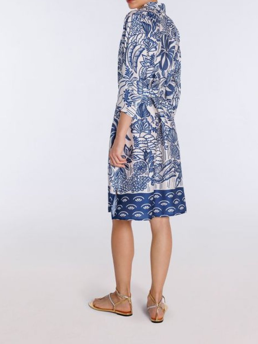 Blue Floral Summer Shirt Dress