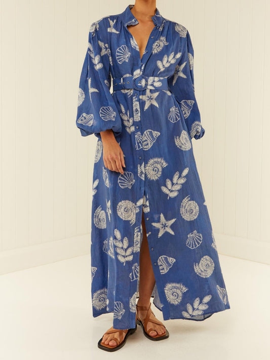 Shibori Printed Shirt Dress