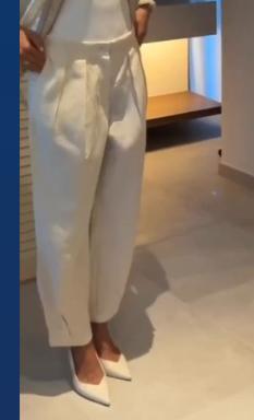 Pleated White Suit Pants