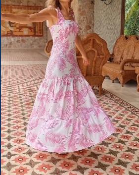 Pink Printed Maxi Dress