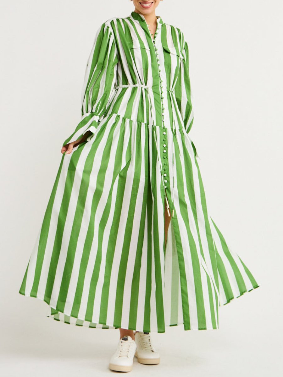 Striped Print Maxi Dress