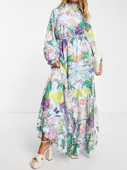Butterfly Floral Print Maxi Dress