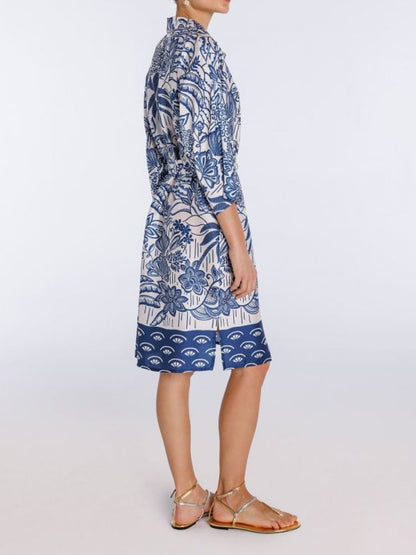 Blue Floral Summer Shirt Dress