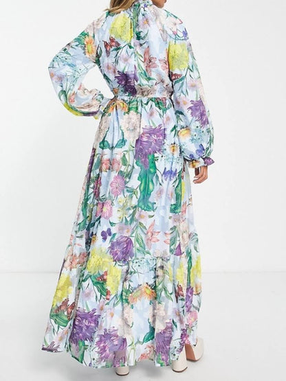 Butterfly Floral Print Maxi Dress