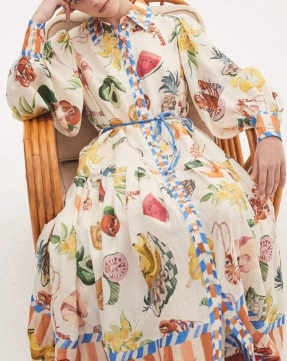 Fruit Print Midi Dress