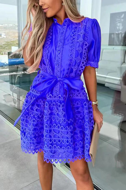 Lace Stitching Mini Dress